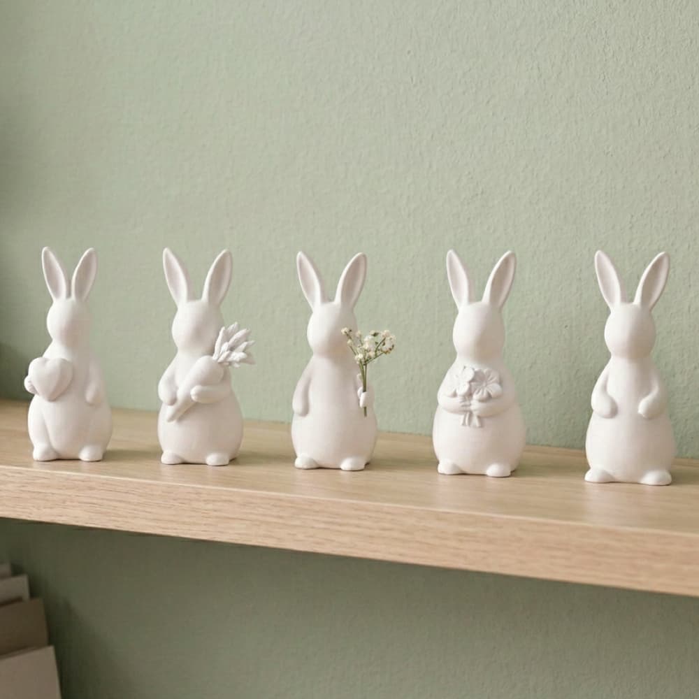 Kit 5 Coelhos Decorativos Coelho Decoração Mesa Enfeite