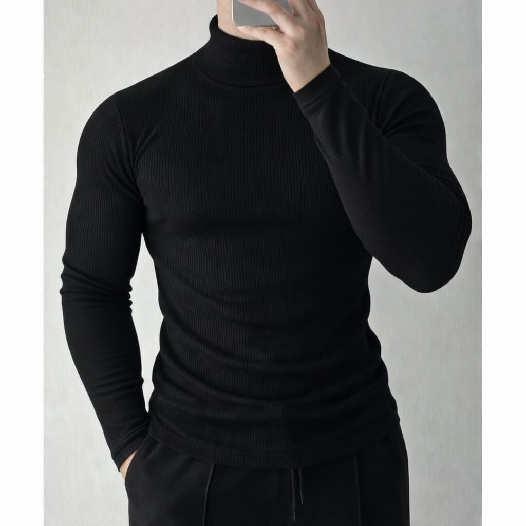 Cacharrel Masculina Canelada Gola Alta Manga Longa Premium Inverno Casual