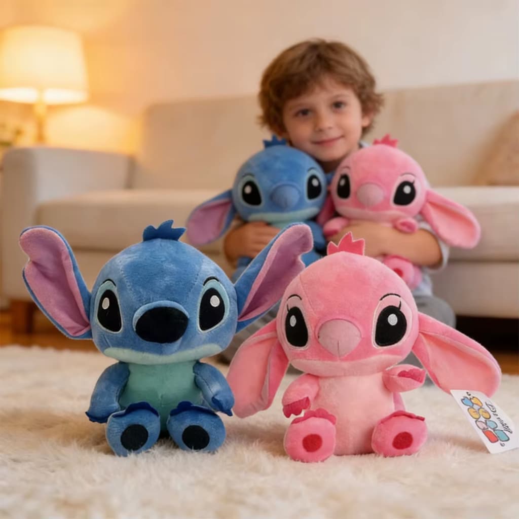 Pelúcia Bicho Stitch E Angel Com Ventosa Da Lilo Stitch 20cm