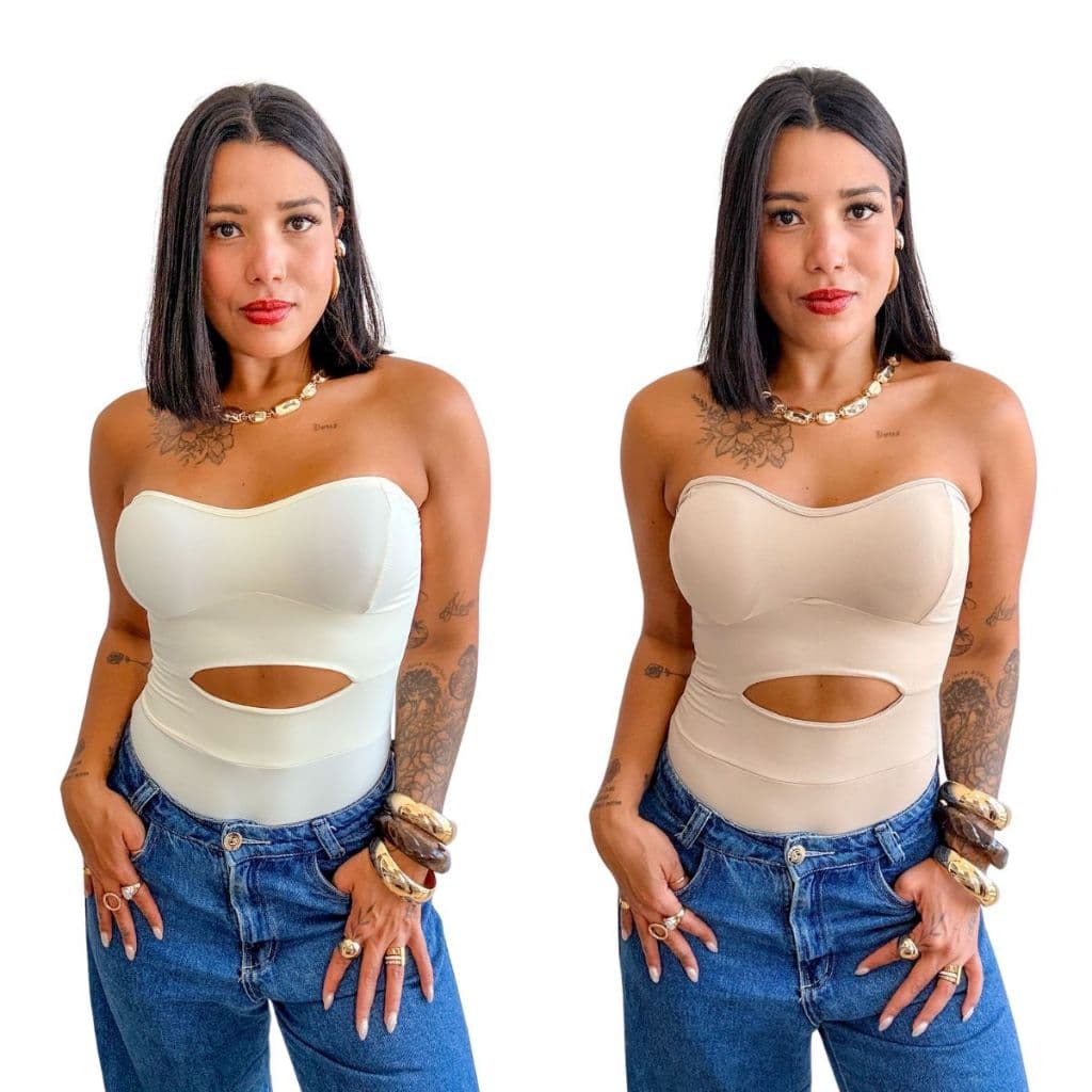 Kit 2 Body Blusa Feminina Tomara Que Caia Poliamida Forrado Moda Blogueira