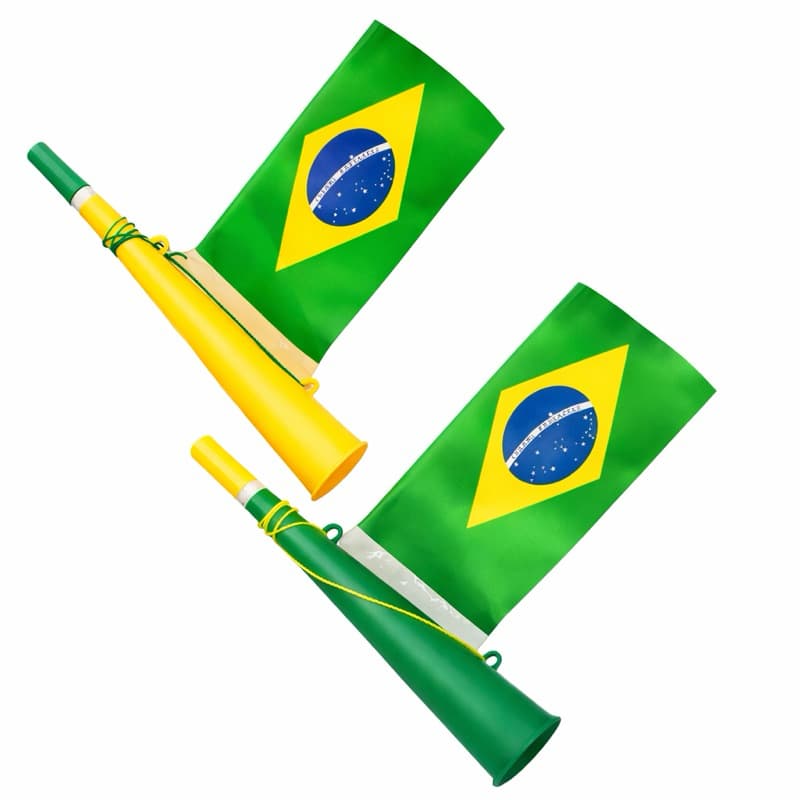 Corneta Torcedor Brasil com Bandeira Copa Torcida Futebol Verde ou Amarela Envio Aleatório