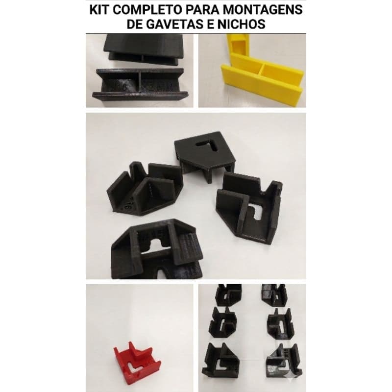 Kit Gabarito Para Montagem de Gavetas e Nichos MDF Esquadro Alinhador Para Marceneiro Kit 8 Peças