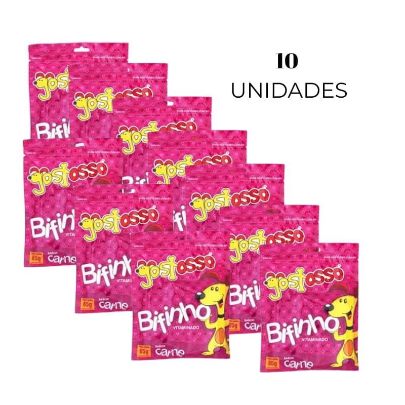 Gostosso Bifinho 65g Sabor Carne kit com 10 Unidades