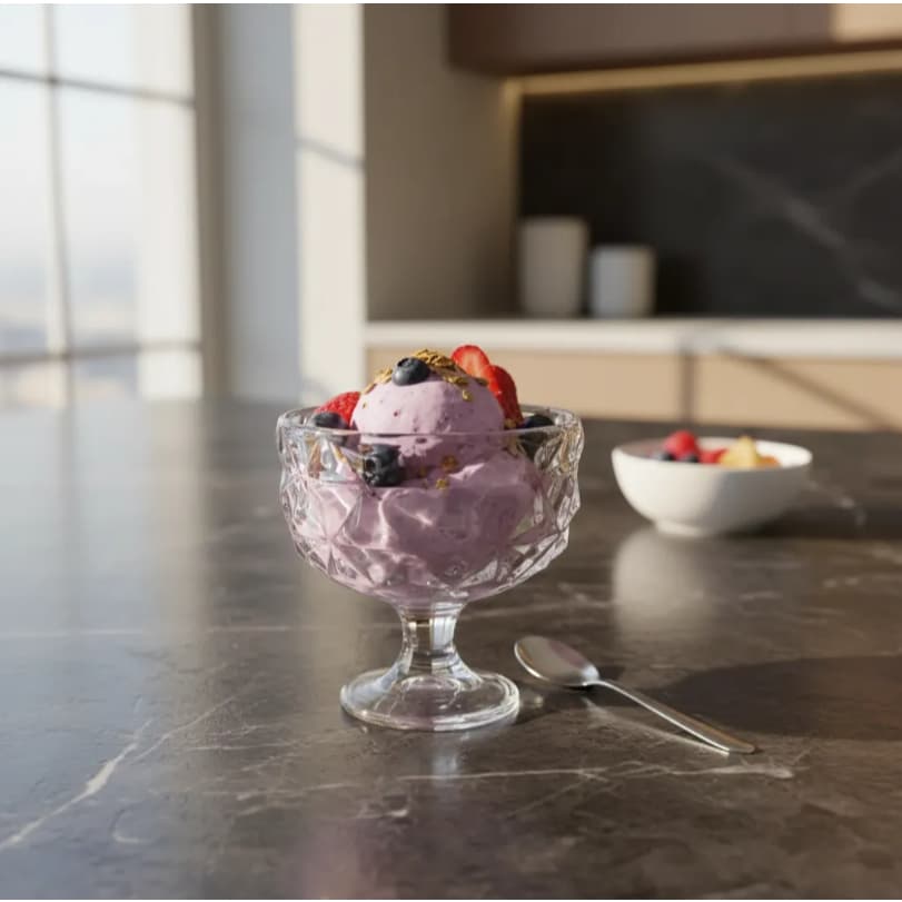 Jogo Sobremesa 6 Taças 300ml cada em vidro Grosso Premium Linha Diamond Sorvetes e Açai