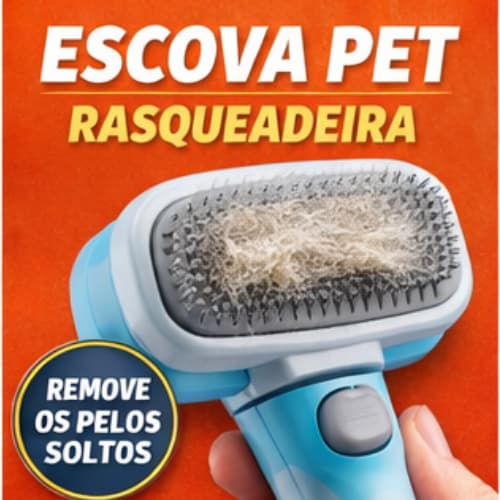 Escova Rasqueadeira Para Cães e Gatos Removedor de Pelos Com Botão Pet