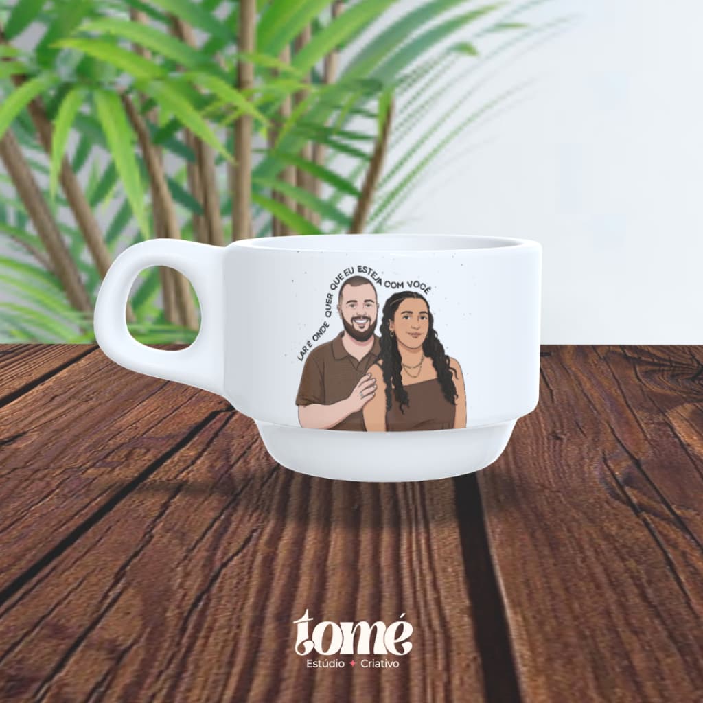 Xícara Personalizada De Porcelana - Ilustração 75 ml / Presente para pais, família, amigos e namorados
