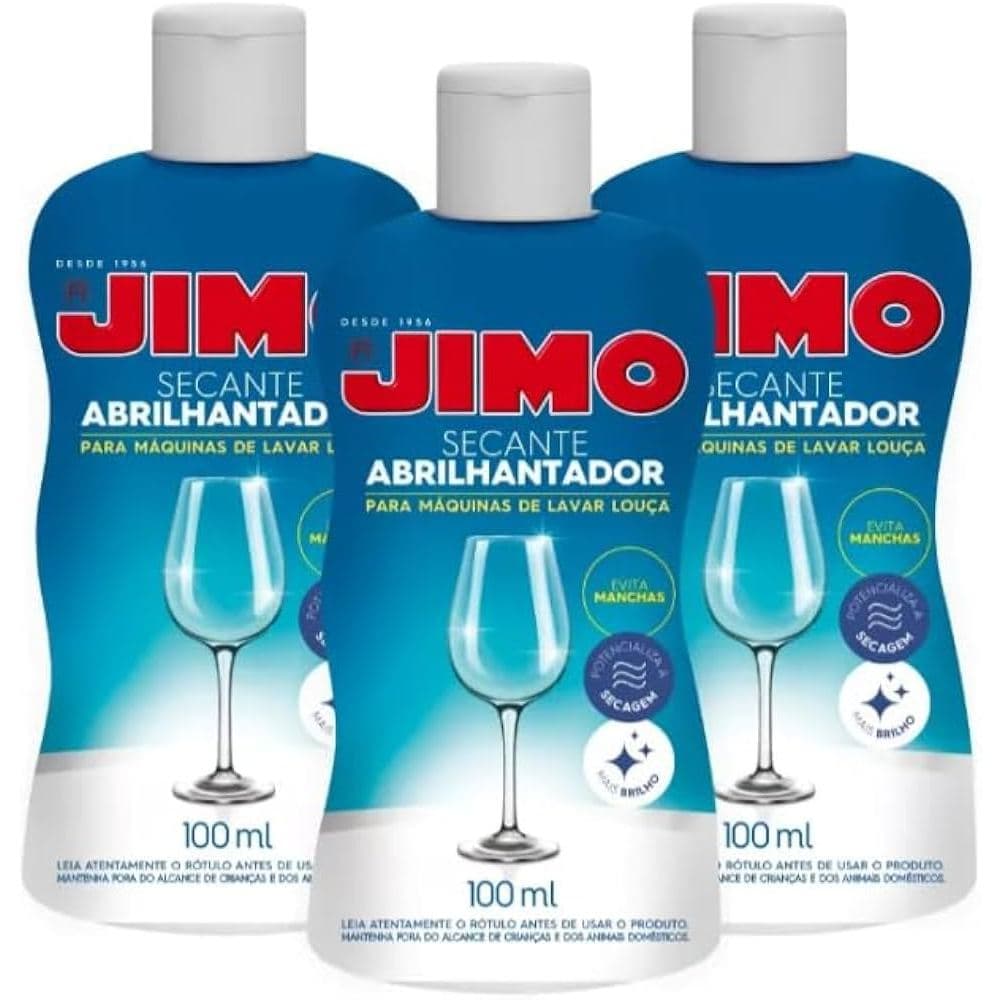 3Un - Secante Abrilhantador Jimo 100ml para Lava Louça