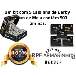 Um kit Contendo 5 Caixinhas de Derby Premium de Meia inclui 500 lâminas.