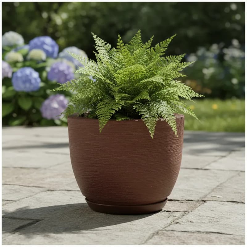 Vaso Polietileno Para Plantas Jardim Sala Luxo escovado bojo pequeno Com Prato