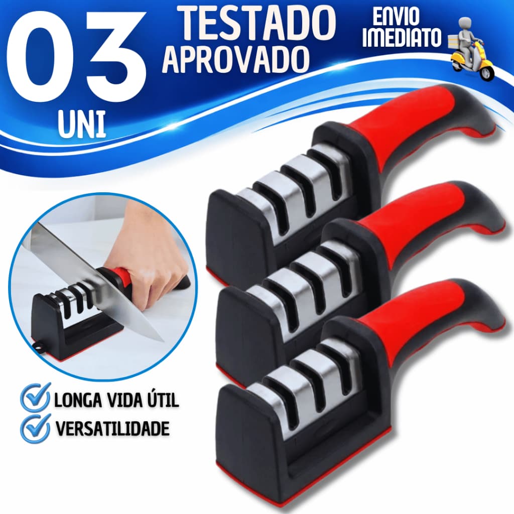 Jogo Amolador Afiador De Facas Em Aço Inox Afiadores Facas Tesoura Profissional Casa Utensílios