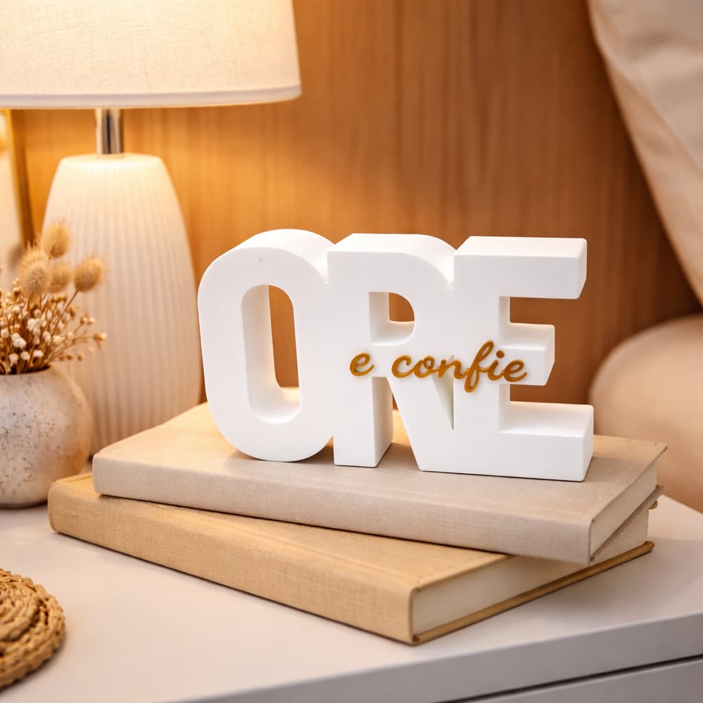kIt 2x Letreiro 3D ORE E CONFIE Fé  Inspiração Presente Religioso Decoração Mesa Sala Quarto premium
