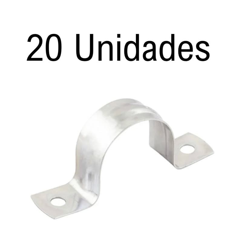 Kit 20 Abraçadeira tipo U 1/2 3/4 1P 1.1/2 2P 3P 4 Canos Tubos Tubulação Encanação Eletroduto Construção Aço Galvanizado