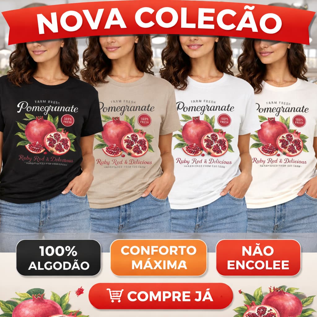 Camiseta Camisa Feminina  Pomegranate  Romã
