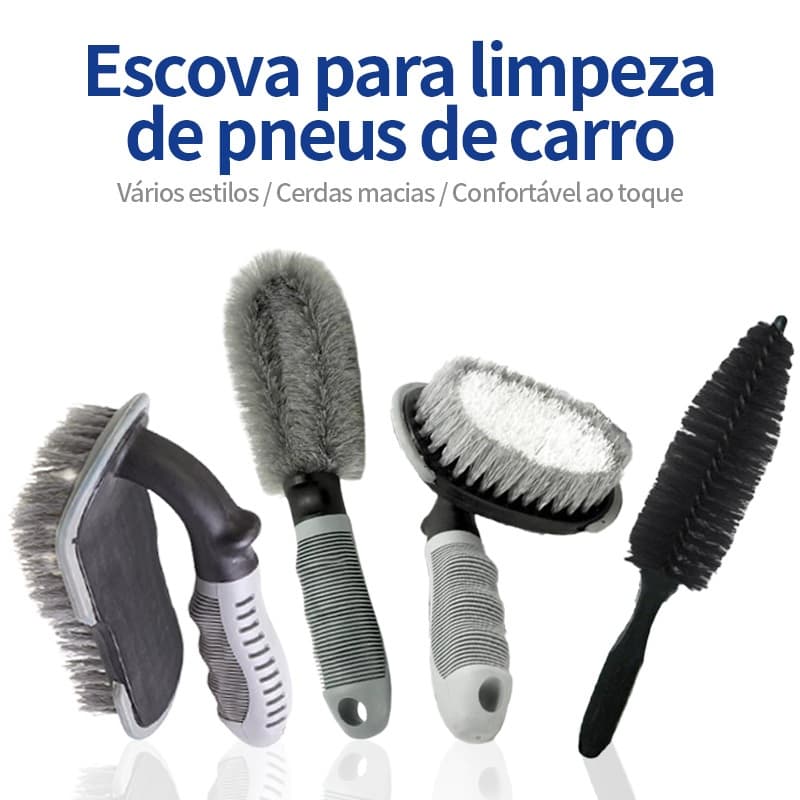 Conjunto de 4 escovas universais para limpeza de pneus de carro, ferramentas para limpeza de rodas e aros