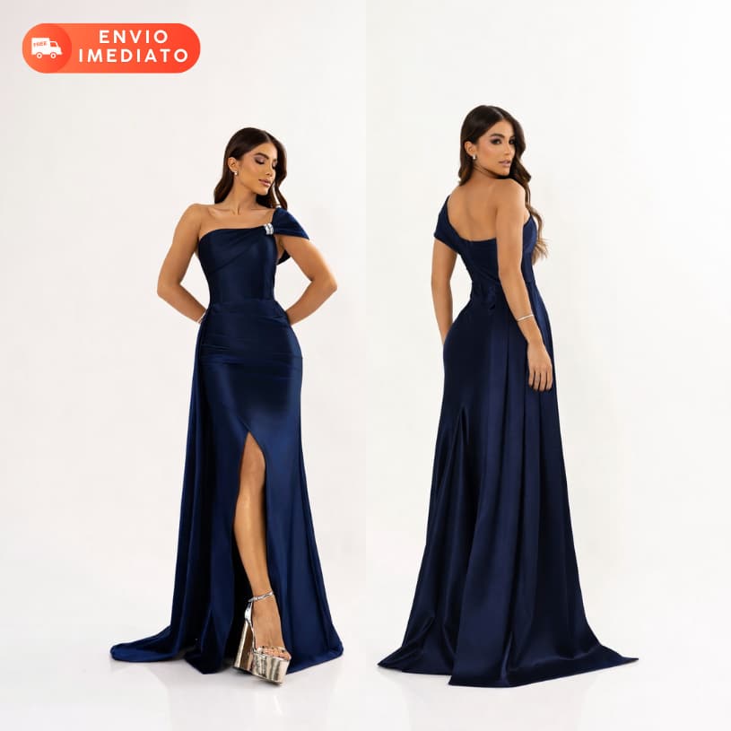 Vestido Feminino Longo Acetinado Para Festa Madrinha Convidada Casamento Formatura Debutante Shopia