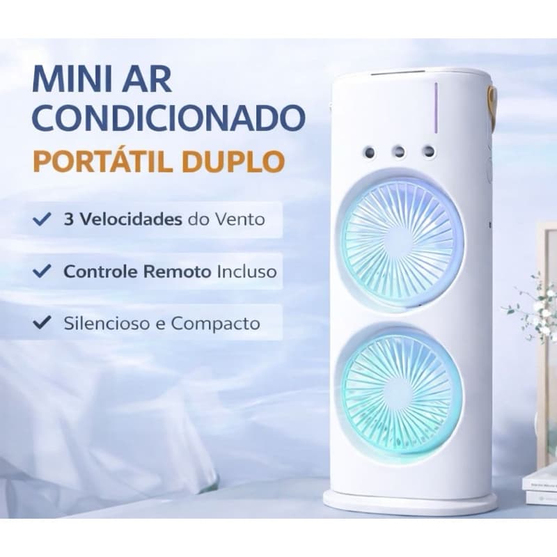 Mini Ar Condicionado Portátil Duplo Climatizador De Ar USB Silencioso