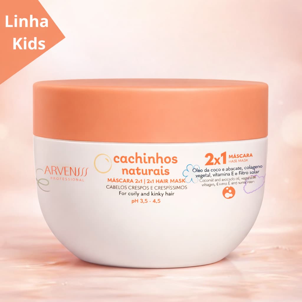 Máscara Capilar Infantil Cachinhos Naturais Arvensis 2x1 300G – Hidratação e Definição