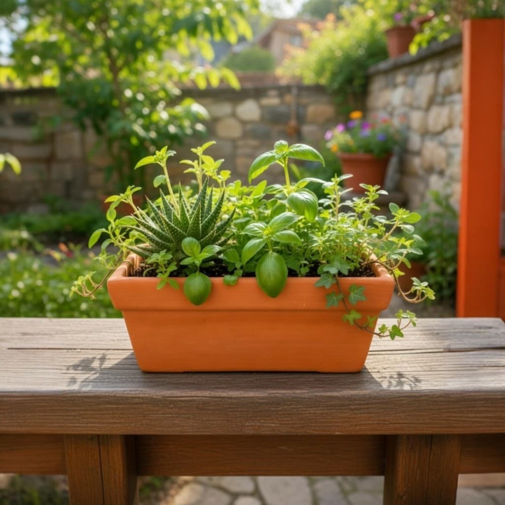 Jardineira Vaso 24 cm em Cerâmica de Barro Vermelho Rústica e Elegante para sua Decoração de jardins