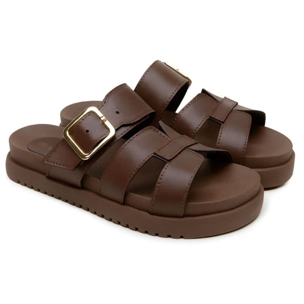 Sandália Papete Feminina Plataforma Sapato Sola Tratorada Fivela Birken Confortável Chinelo Casual