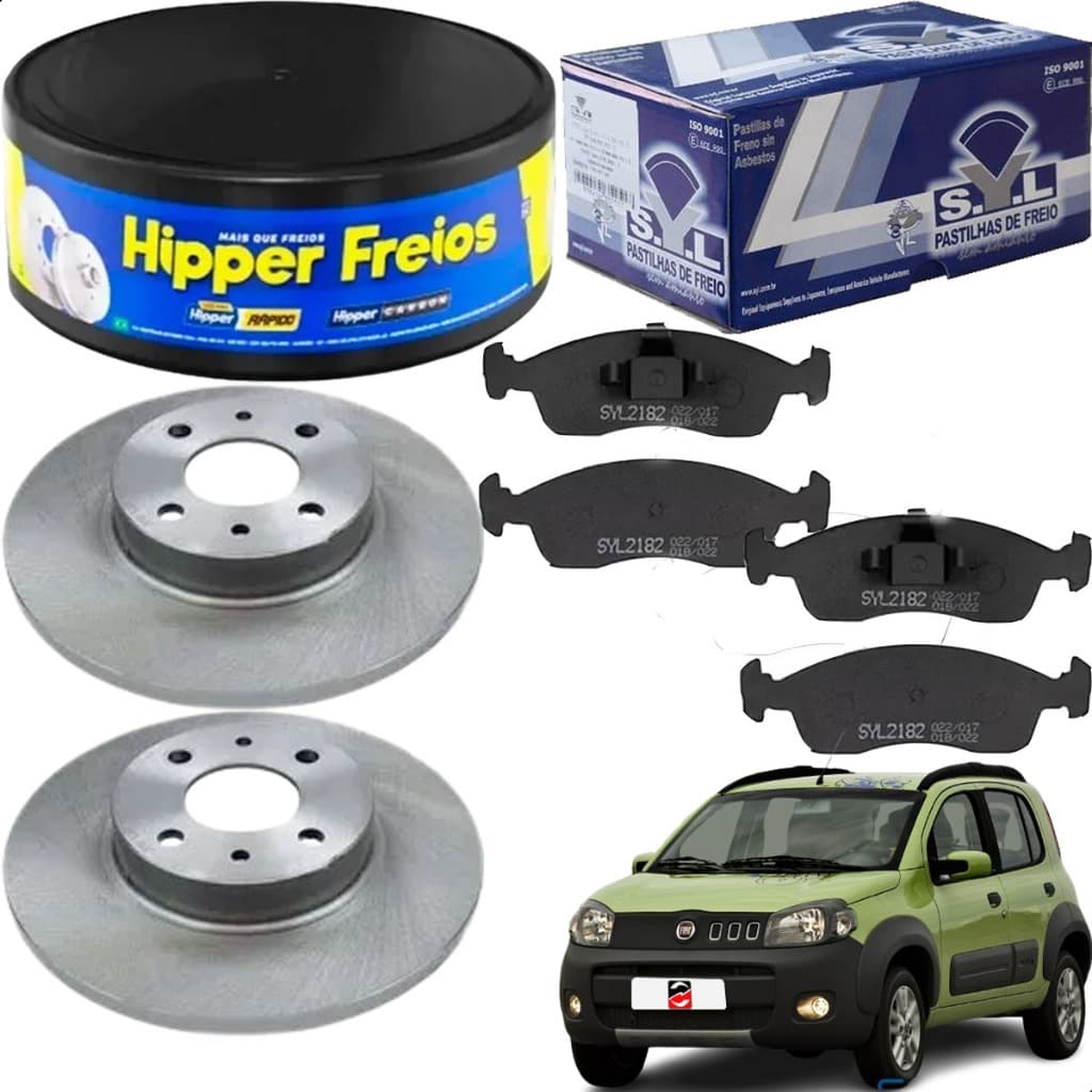 Kit Disco Freio + Pastilha Uno Way Vivace 1.0 8v 1.4 8v 1.3 8v 2010 2011 2012 2013.....
