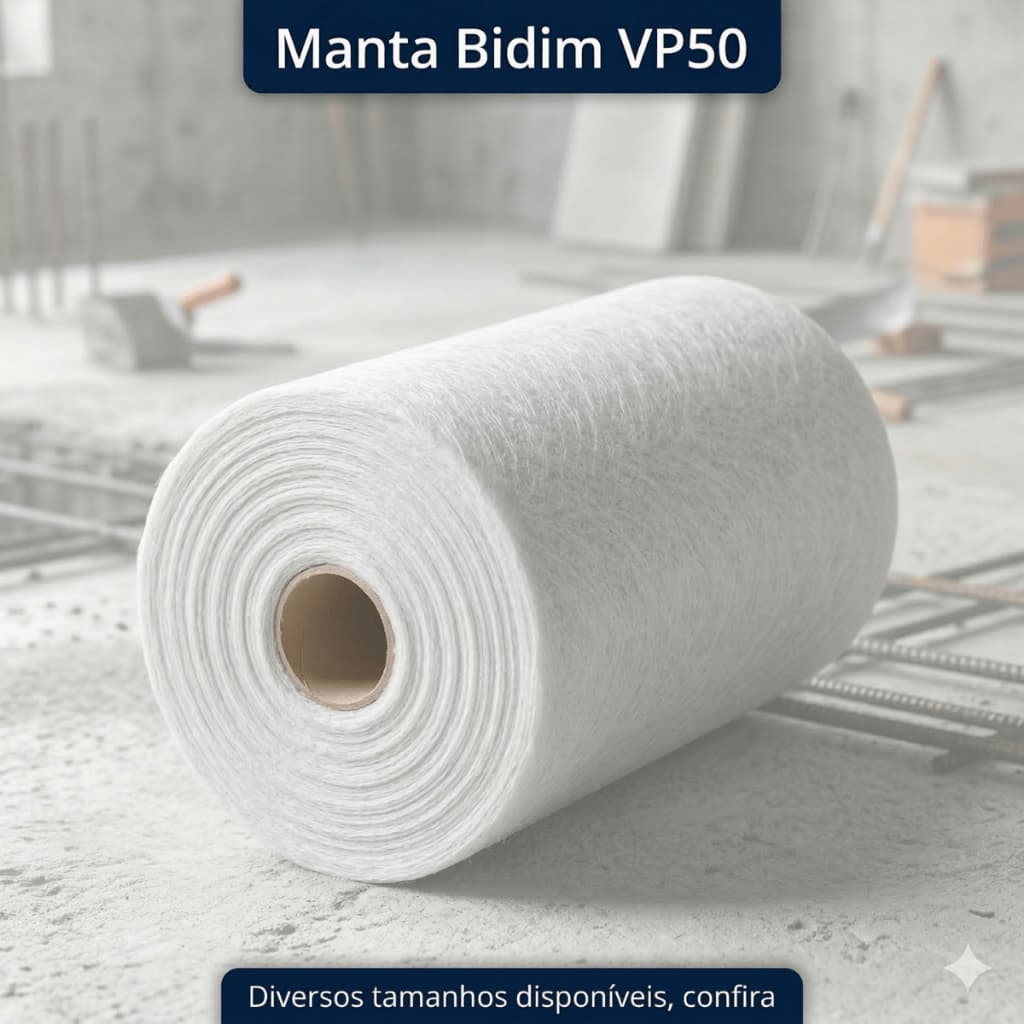 Manta Geotextil Bidim VP50 Impermeabilização Telhado Proteção Estrutural Construção Laje Telhado