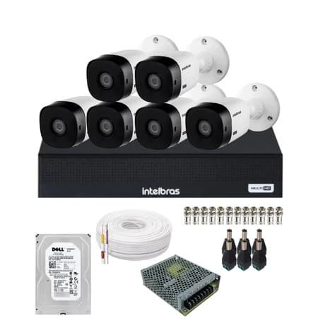 Kit 6 Câmeras Intelbras 1120b Hd Dvr Mhdx Full hd 8 Canais Completo