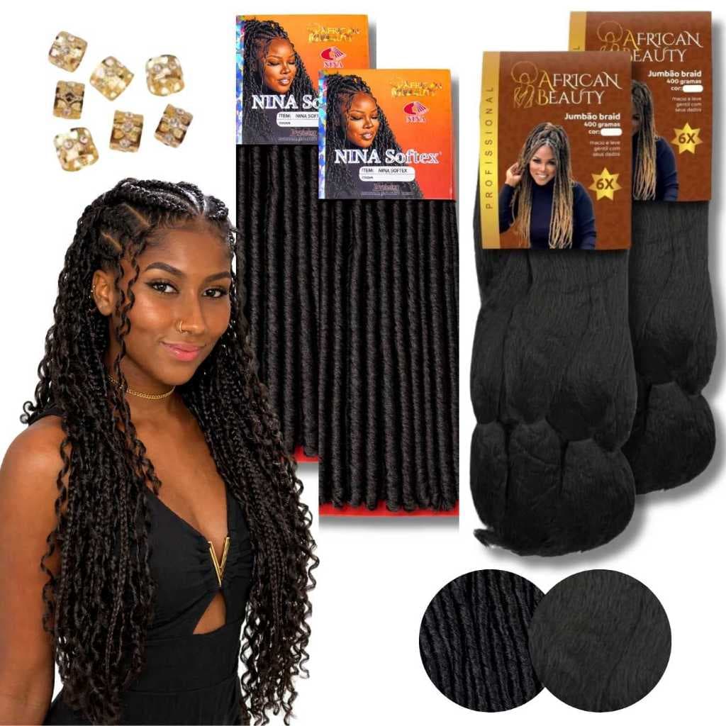 Kit Gypys Braind 2 Jumbo African Beauty e 2 Nina 70g Tranças