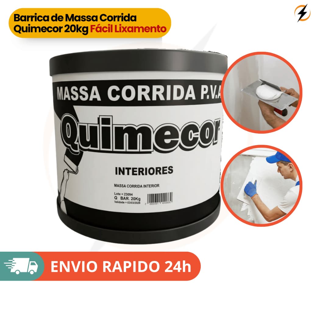 Barrica de Massa Corrida Quimecor 20kg | Fácil Lixamento e Alto Rendimento