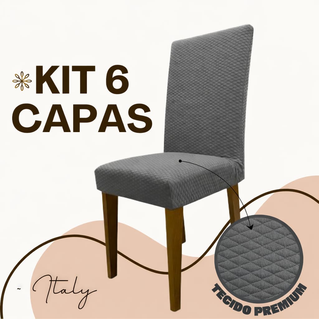 Kit 6 Capa Protetora P/ Cadeira Anti-Gato Jantar Matelada Luxo Ajustavel