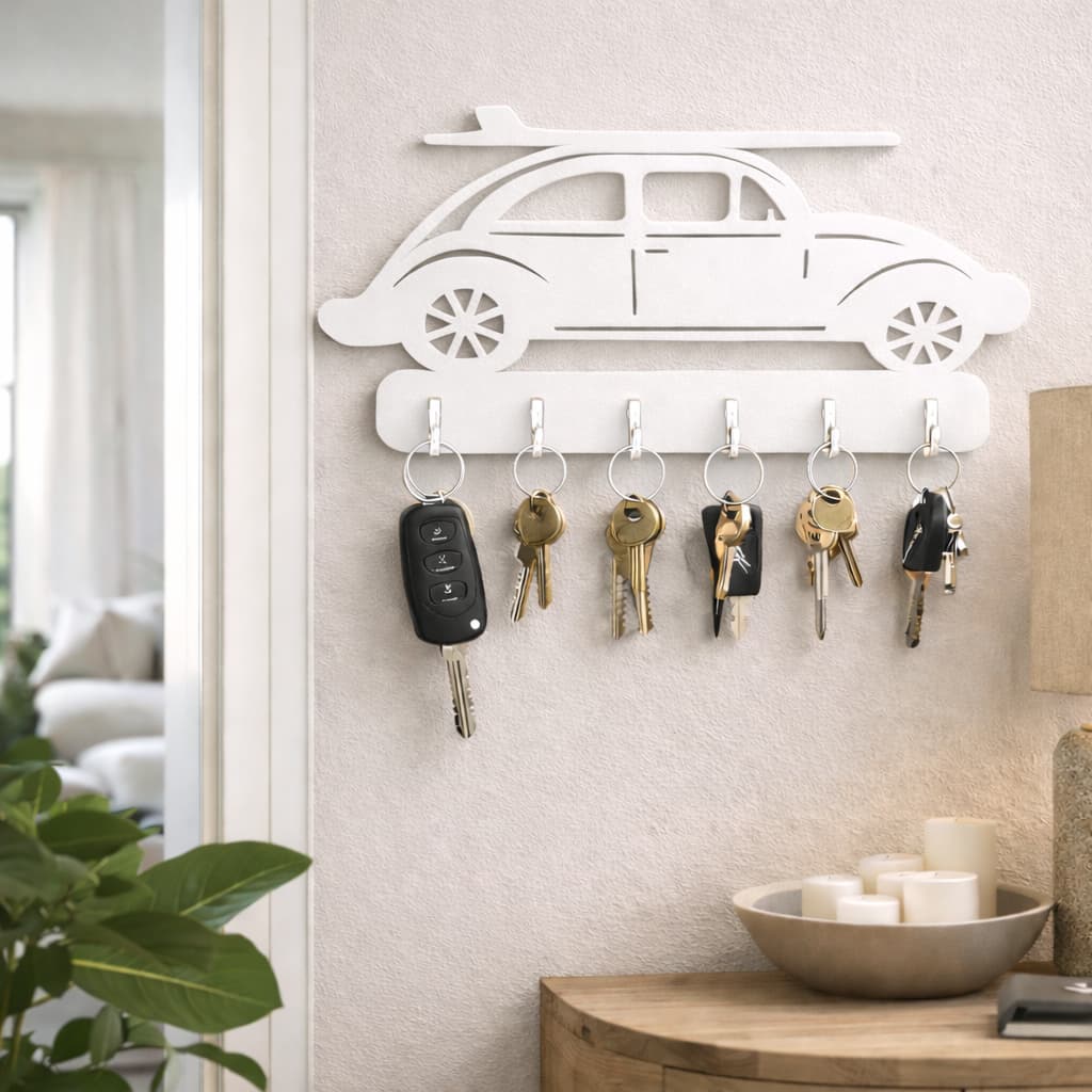 Porta Chaves de Parede Fusca em MDF – Organizador Decorativo
