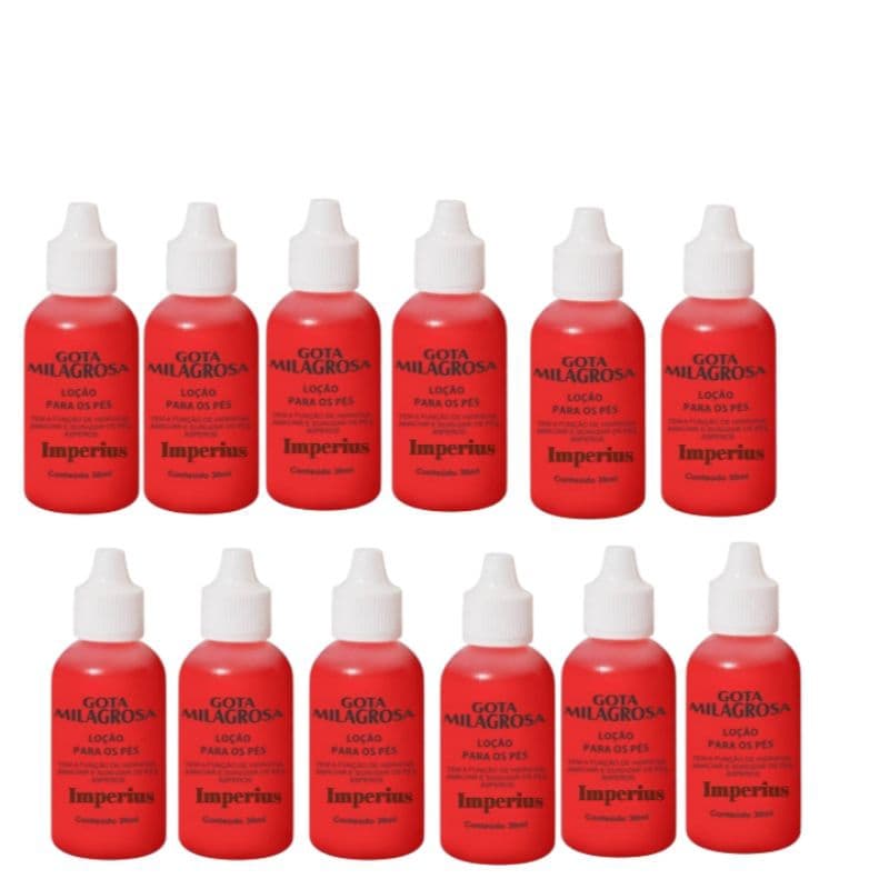 kit 12 unidades de Gota Milagrosa para os pés combate rachaduras & ressecamento  30 ml cada