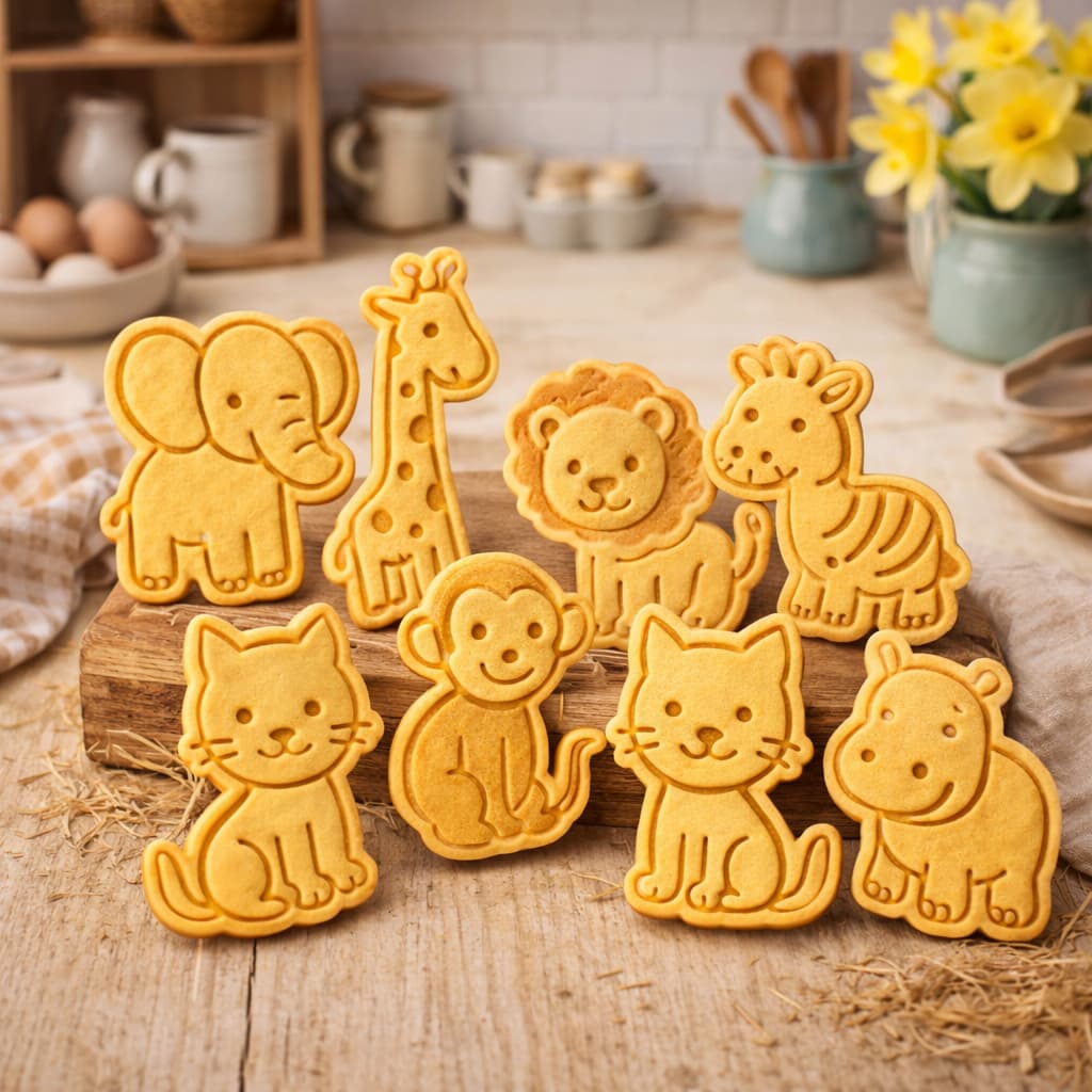 kit 8 cortadores de biscoito tema safari  animais molde biscuit pasta americana confeitaria marcador