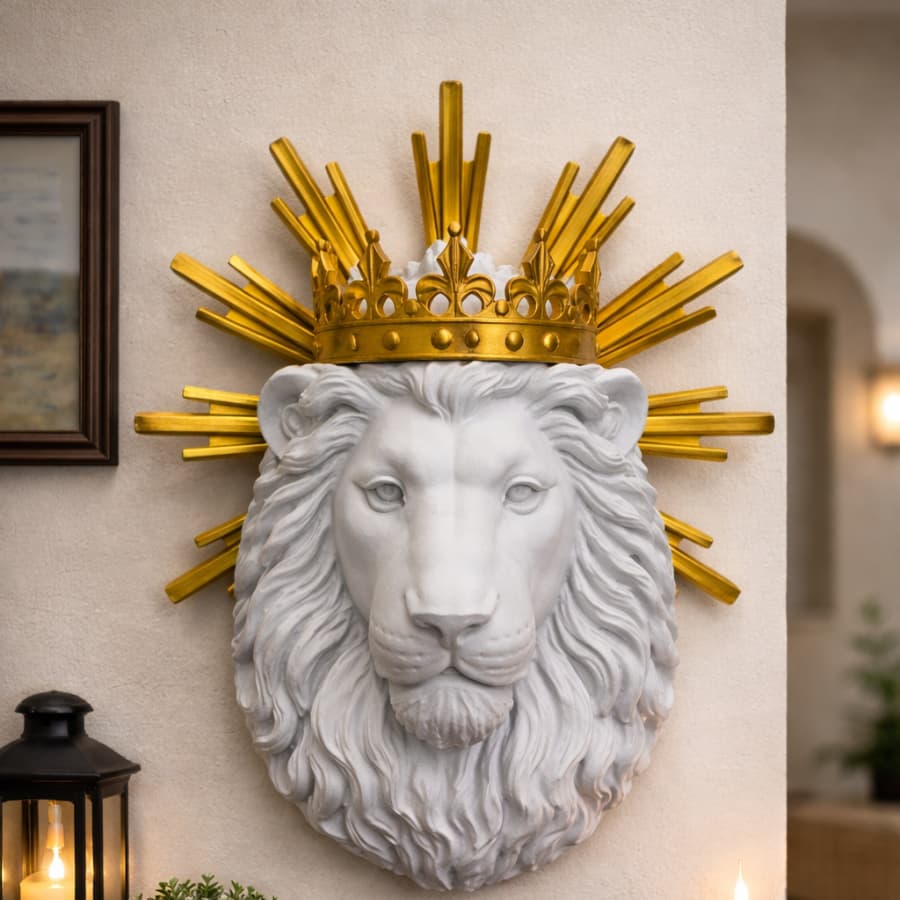 Busto Leão da Tribo de Judá Estatua Decorativa Bíblico Sala Quarto Escritório