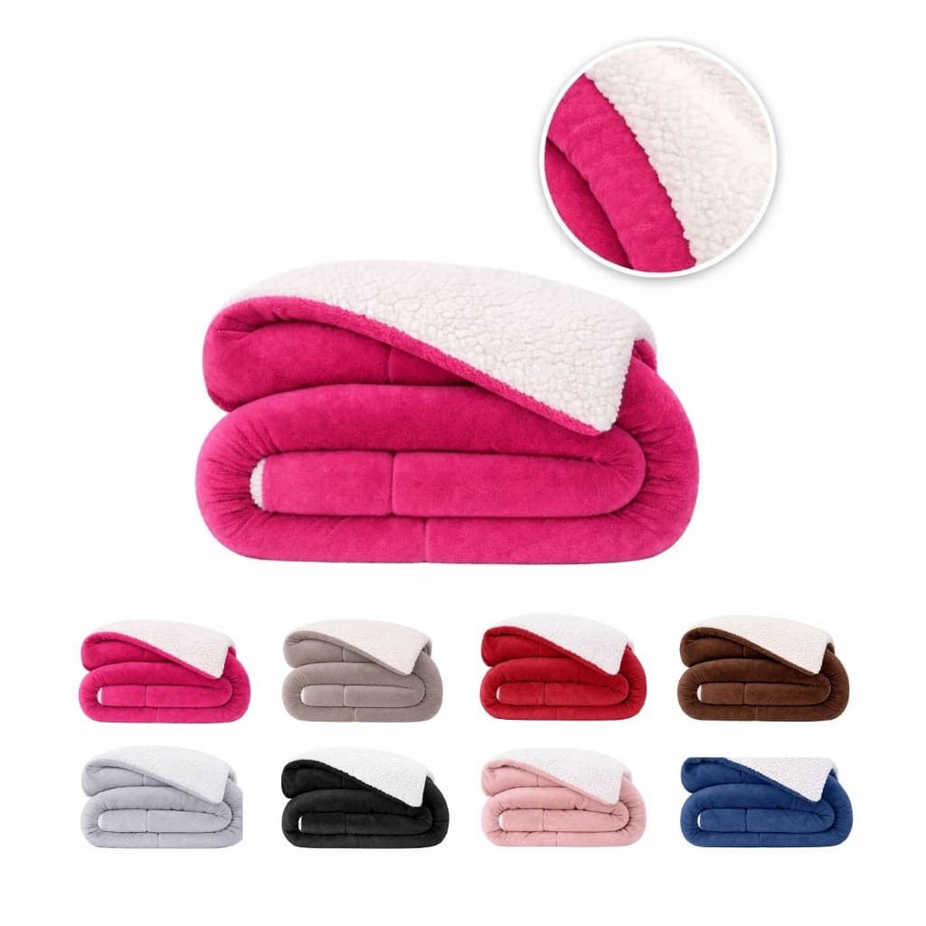 Coberdrom Sherpa Plush Dupla Face Cobertor Manta Inverno Super Quentinho Macio Casal Queen Solteiro