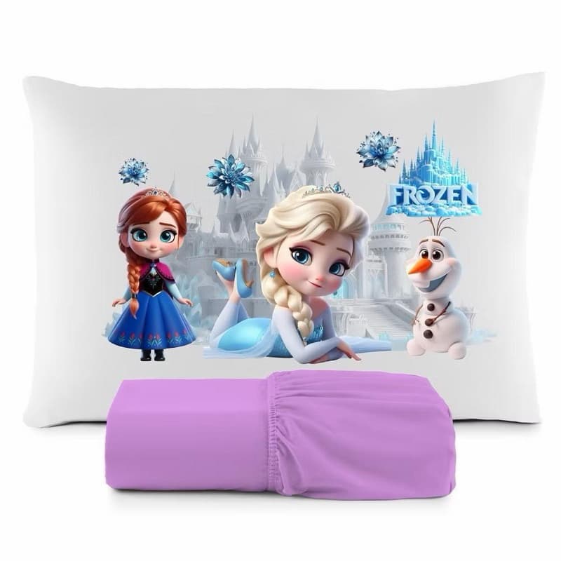 JOGO DE LENÇOL SOLTEIRO 2 PEÇAS, LENÇOL DE ELASTICO, CAPA DE TRAVESSEIRO, FROZEN