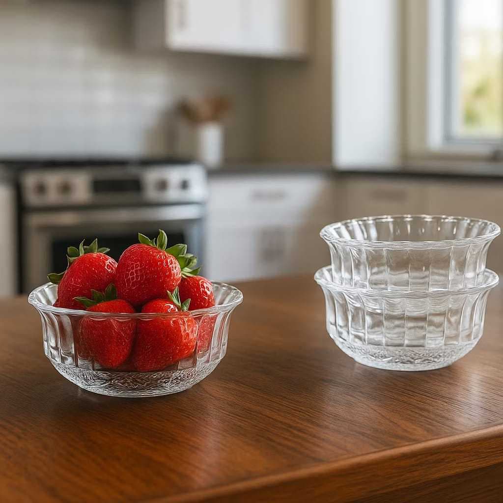Conjunto 3 Pote Kit Bowl Vidro Alexa 11,5cm Elegante para Sobremesa Frutas Petiscos, Mesa Posta Casa