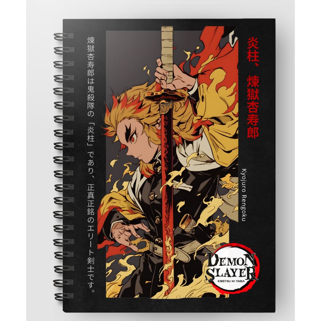 Caderno Universitário Demon Slayer Premium 80 Folhas Capa Dura e Adesivos