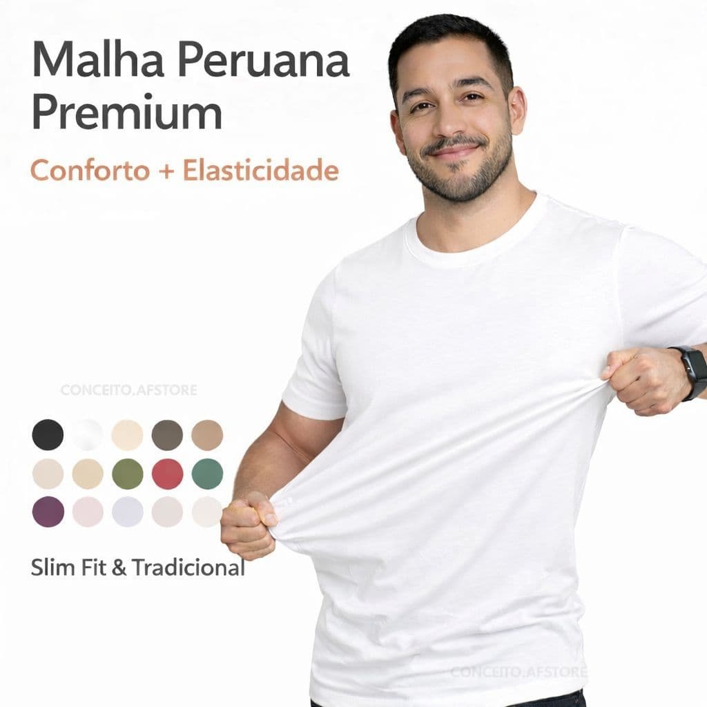 Camisetas masculina básicas malha peruana com elastano novas cores slim fit e tradicional premium.