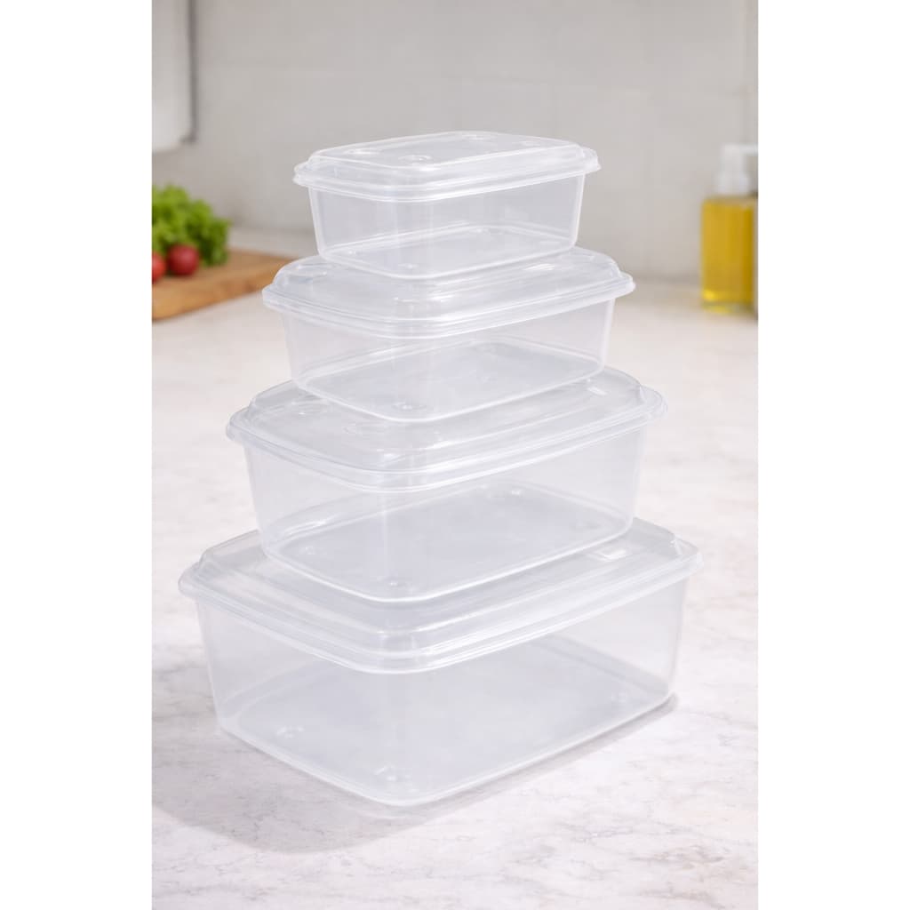 Kit 4 Potes Organizadores Plástico Empilháveis 400ml 700ml 1350ml 3,6L Mantimentos