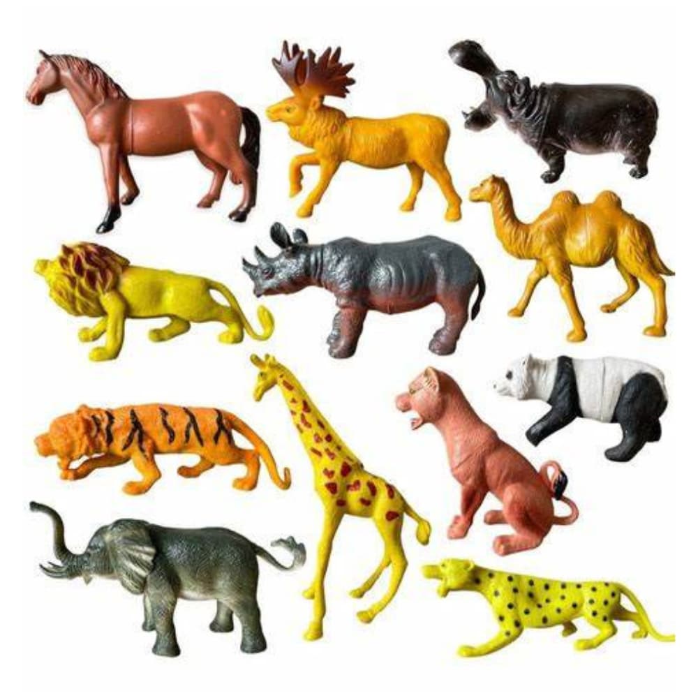 Brinquedo Kit Com 12 Animais Da Selva Figuras Sortidas