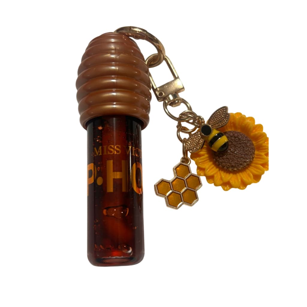 Gloss Labial Mel com Chaveiro Abelha e Girassol | Lip Honey Hidratante | Brilho Labial Fofo