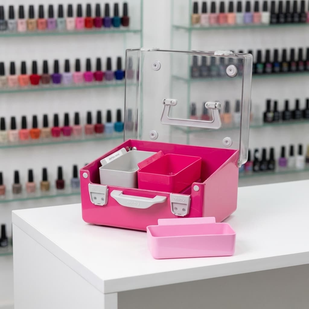 Maleta Organizadora Manicure com Tampa Transparente + 3 Organizadores | Ideal Esmaltes e Acessórios