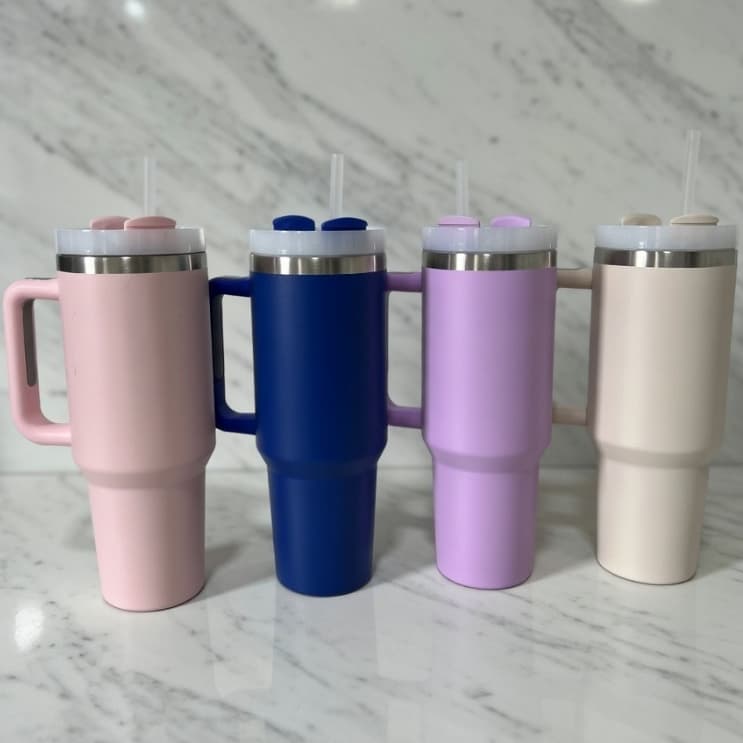 Térmico Copo Inox Alça Flip Straw com canudo 1200ml Bebidas quentes e geladas