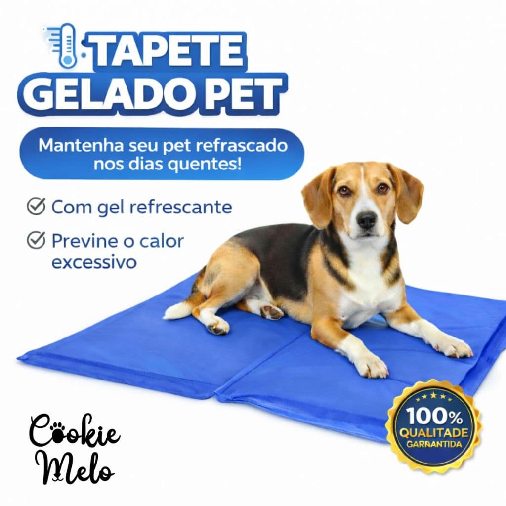 Tapete Gelado 40x50 para Pets Refrescante Calor Cachorro e Gato Colchonete Azul Conforto Verão