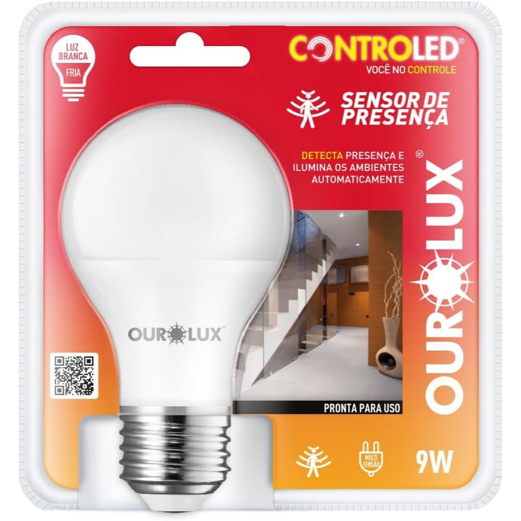 Lâmpada Led 9w Sensor Presença E27 Fotocél Controled Ourolux
