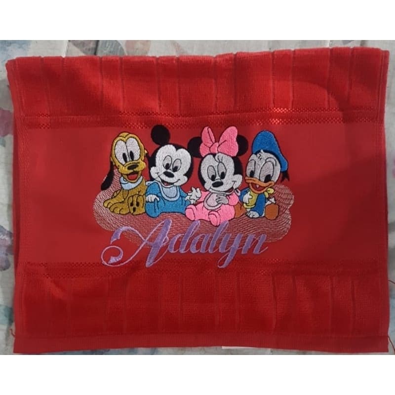 Toalhinha Lavabo Personalizada Bordada 30x45cm Mickey/Pluto/Pato Donald's