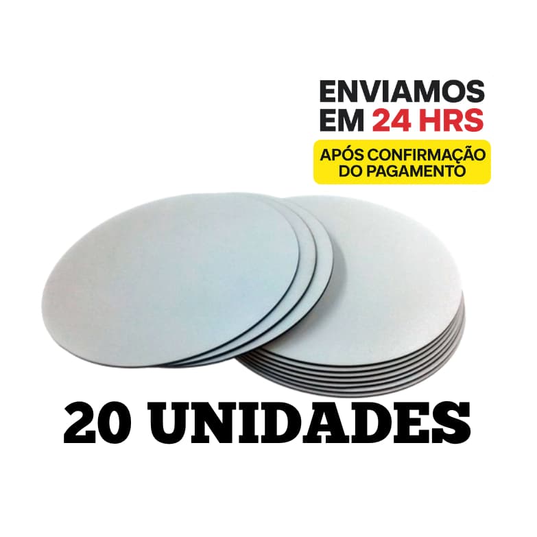 Kit 20 Cake Board para Bolo MDF 23cm Tabuleiro para Bolo 3mm Redondo