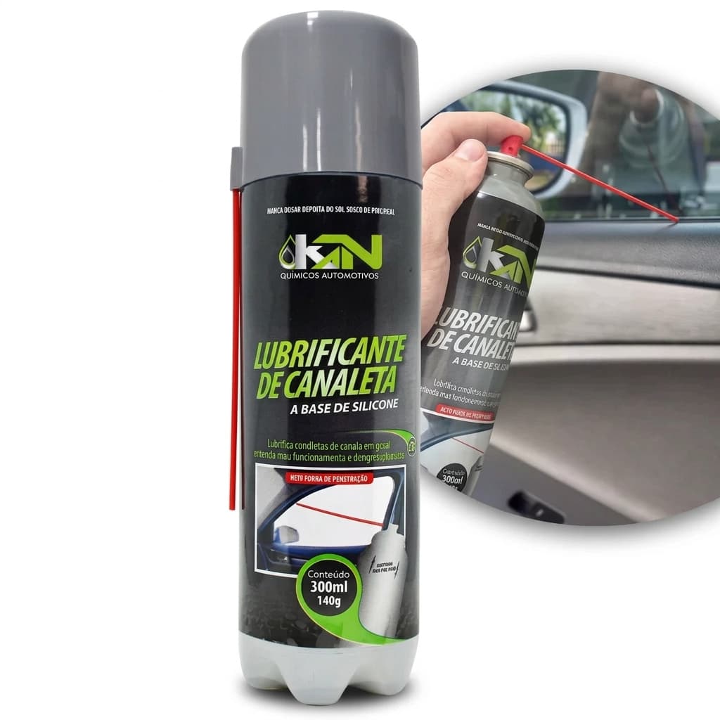 Silicone Lubrificante de Canaleta e Janela Spray 300ml Multiuso Vidro Carro Casa