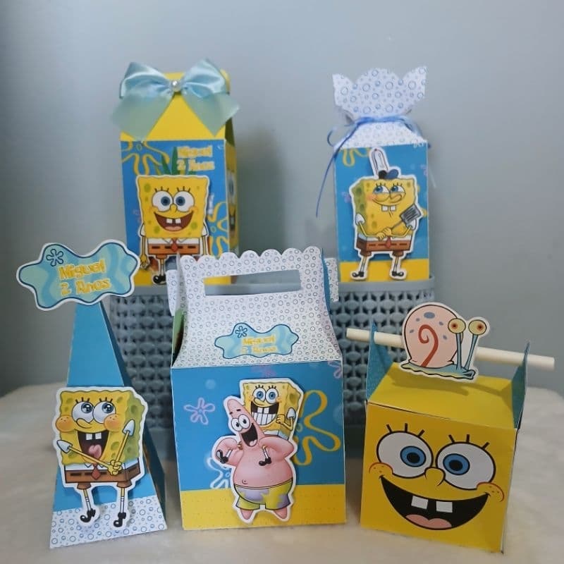 Kit Festa Bob Esponja - Lembrancinhas Personalizadas Bob Esponja - Caixinhas Personalizadas