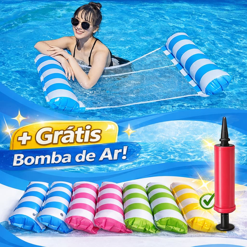 Bóia Inflável para Piscina com Rede Flutuante 120x80cm para Adulto Relaxar e Tomar Sol